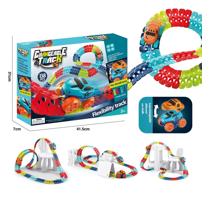 DIY Assembled Race Track Toy Car Set Electric Rail Car Train Track Magic Flexible Speed Railway Racing Boy Toys for Kids Gifts