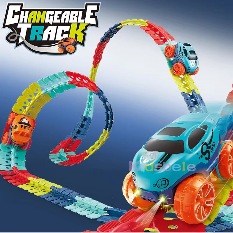 DIY Assembled Race Track Toy Car Set Electric Rail Car Train Track Magic Flexible Speed Railway Racing Boy Toys for Kids Gifts