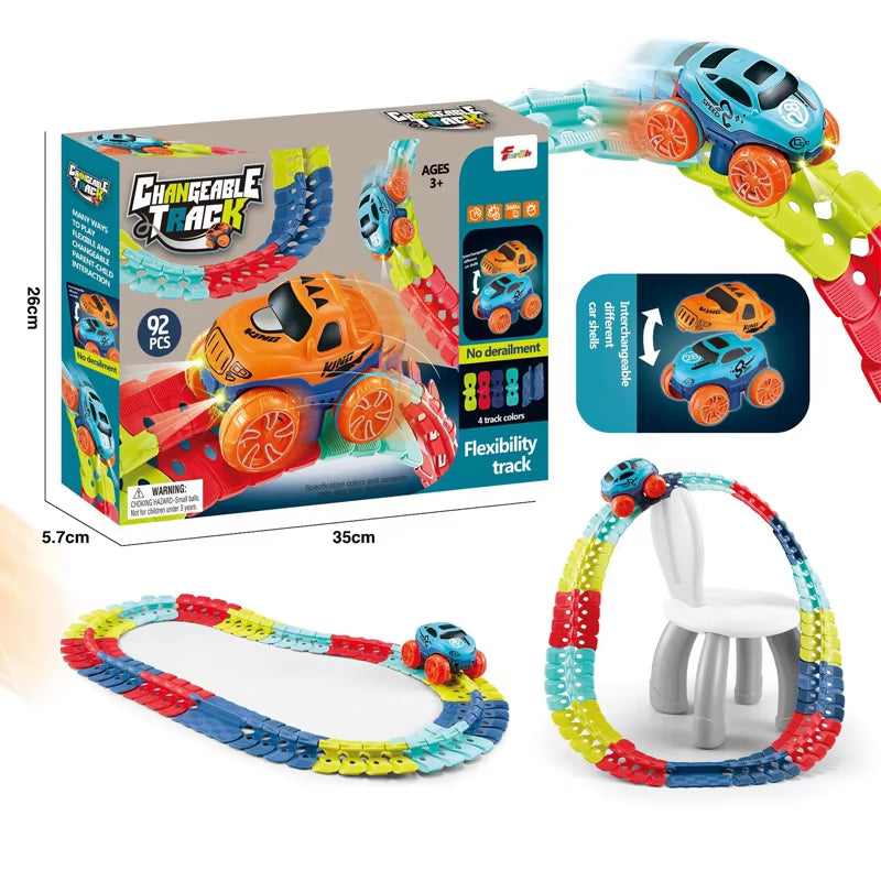 DIY Assembled Race Track Toy Car Set Electric Rail Car Train Track Magic Flexible Speed Railway Racing Boy Toys for Kids Gifts